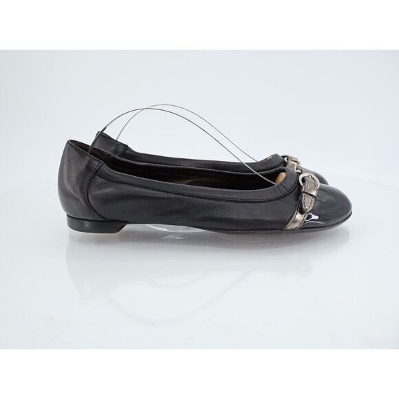 AGL Womens Monika Ballet Flat Size 37 7 Leather Black Cap Toe Dress Shoe Slip On - Picture 3 of 11
